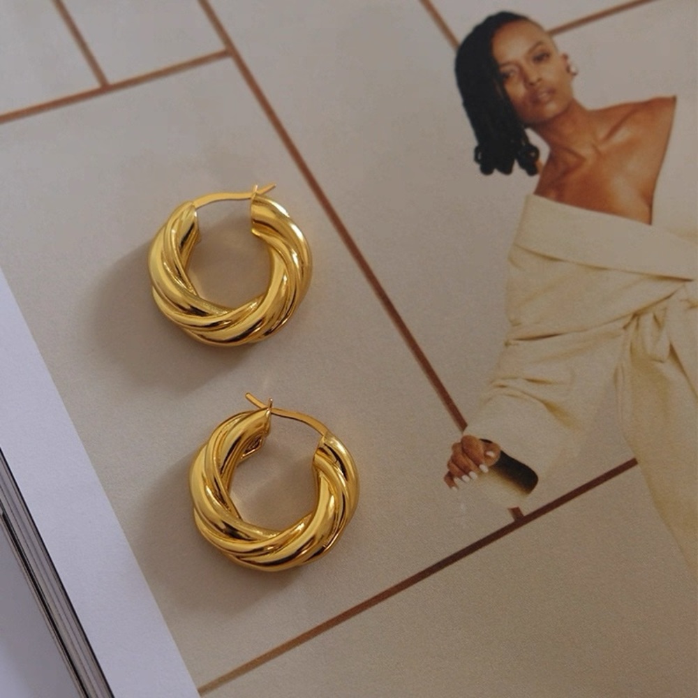 Twisted Gold Hoop Earrings